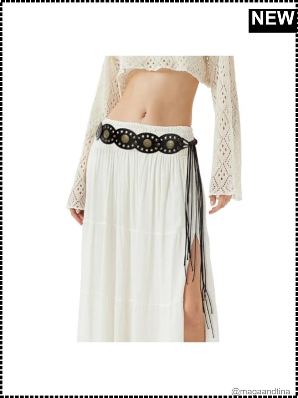 Women's Boho Disc Belt Concho Western Cowgirl Wide PU Leather Waist Belt